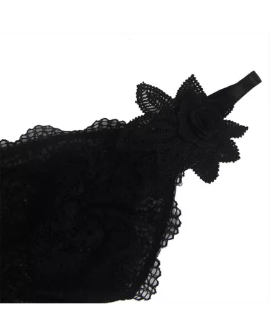 SUBBLIME - TISSU TULLE BABYDOLL AVEC DENTELLE ET DÉTAIL FLEUR NOIR L/XL