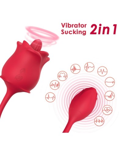 ARMONY - STIMULATEUR D'ASPIRATION ET VIBRATEUR ROSE 2 EN 1 10 MODES AVEC QUEUE ROUGE