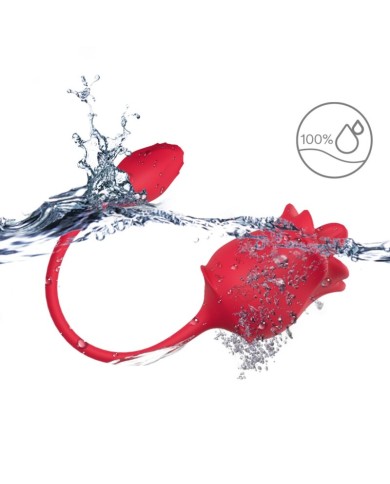 ARMONY - STIMULATEUR D'ASPIRATION ET VIBRATEUR ROSE 2 EN 1 10 MODES AVEC QUEUE ROUGE