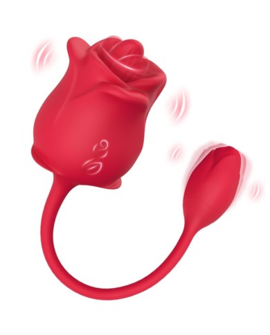 ARMONY - STIMULATEUR D'ASPIRATION ET VIBRATEUR ROSE 2 EN 1 10 MODES AVEC QUEUE ROUGE