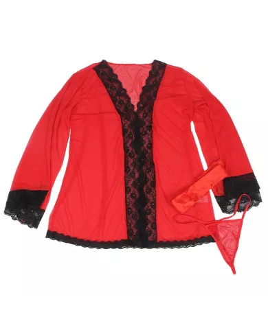 SUBBLIME - ROBE EN TISSU TRANSPARENT DÉTAIL DENTELLE ROUGE S/M