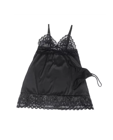 SUBBLIME - BABYDOLL AVEC POITRINE IMPRIMÉ FLEURI NOIR S/M