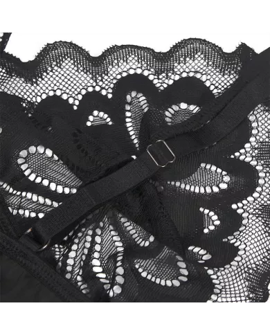 SUBBLIME - BABYDOLL AVEC POITRINE IMPRIMÉ FLEURI NOIR S/M