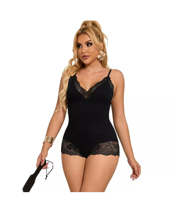 SUBBLIME - TEDDY DÉTAIL DENTELLE FLORALE NOIR L/XL