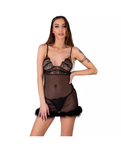 LIVCO CORSETTI FASHION - ENSEMBLE ZERUNAM BABYDOLL + STRING NOIR