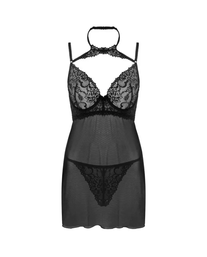 LIVCO CORSETTI FASHION - ENSEMBLE BINELLA BABYDOLL + THONG NOIR