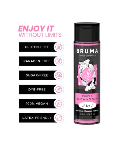 BRUMA - HUILE DE MASSAGE PREMIUM EFFET CHALEUR SAVEUR GOMME 3 EN 1 - 100 ML