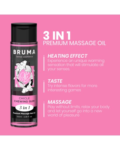 BRUMA - HUILE DE MASSAGE PREMIUM EFFET CHALEUR SAVEUR GOMME 3 EN 1 - 100 ML