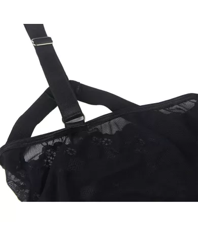 SUBBLIME - TEDDY AVEC JARRETIÈRE DÉTAIL POITRINE NOIR S/M