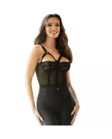 SUBBLIME - TEDDY AVEC JARRETIÈRE DÉTAIL POITRINE NOIR L/XL