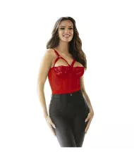 SUBBLIME - TEDDY AVEC JARRETIÈRE DÉTAIL POITRINE ROUGE L/XL