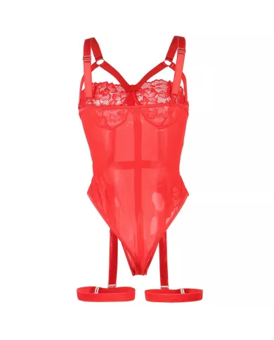 SUBBLIME - TEDDY AVEC JARRETIÈRE DÉTAIL POITRINE ROUGE L/XL