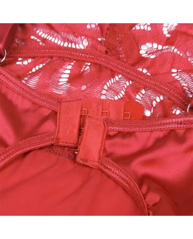 SUBBLIME - BABYDOLL EN SATIN AVEC DENTELLE ROUGE S/M