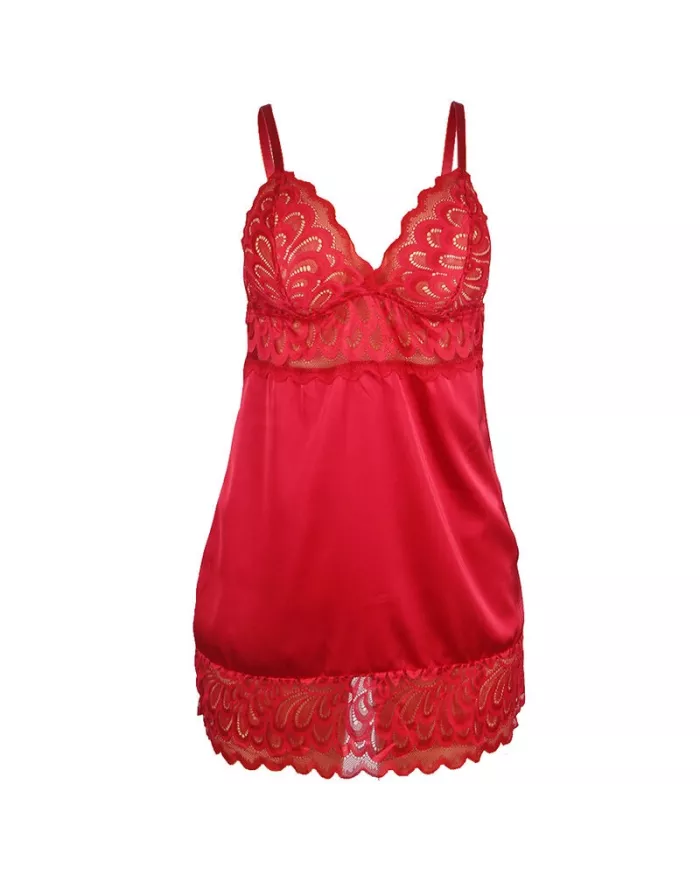 SUBBLIME - BABYDOLL EN SATIN AVEC DENTELLE ROUGE L/XL SUBBLIME - BABYDOLL EN SATIN AVEC DENTELLE ROUGE L/XL