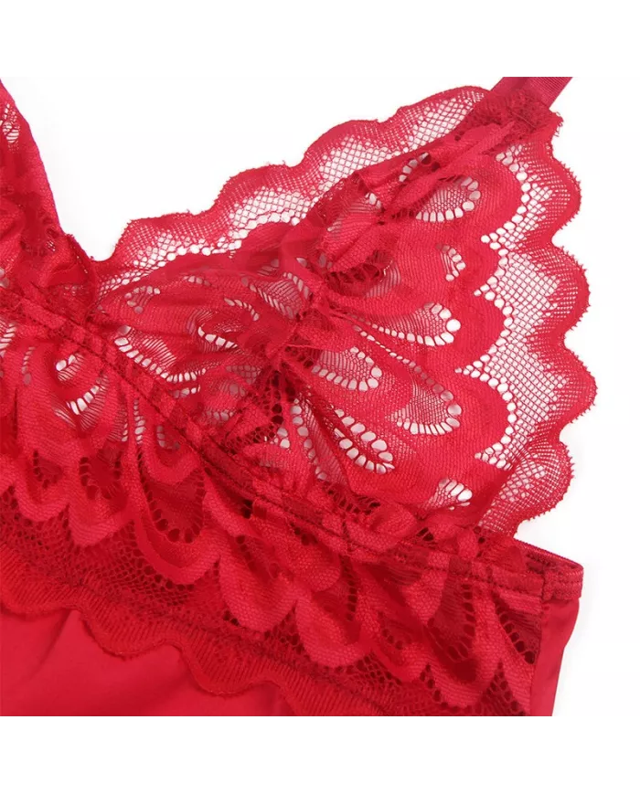 SUBBLIME - BABYDOLL EN SATIN AVEC DENTELLE ROUGE L/XL SUBBLIME - BABYDOLL EN SATIN AVEC DENTELLE ROUGE L/XL