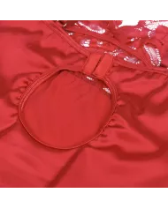 SUBBLIME - BABYDOLL EN SATIN AVEC DENTELLE ROUGE L/XL SUBBLIME - BABYDOLL EN SATIN AVEC DENTELLE ROUGE L/XL
