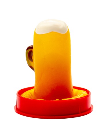 CONDOMERIE - PRÉSERVATIFS FANTAISIE PEINTS À LA MAIN VERRE DE BIÈRE