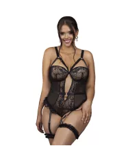 SUBBLIME - TEDDY AVEC JARRETIÈRE AVEC DÉTAIL DENTELLE ET BANDES NOIR L/XL SUBBLIME - TEDDY AVEC JARRETIÈRE AVEC DÉTAIL DENTELLE ET BANDES NOIR L/XL