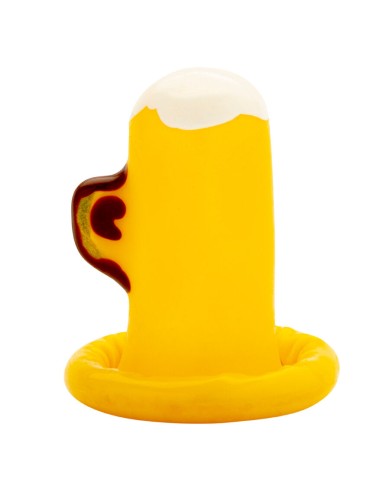 CONDOMERIE - PRÉSERVATIFS FANTAISIE PEINTS À LA MAIN VERRE DE BIÈRE