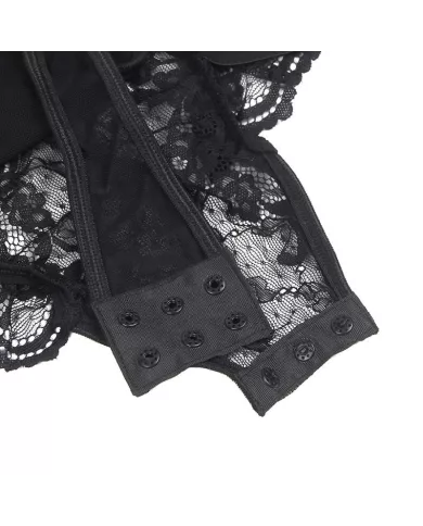 SUBBLIME - TEDDY AVEC JARRETIÈRE AVEC DÉTAIL DENTELLE ET BANDES NOIR L/XL