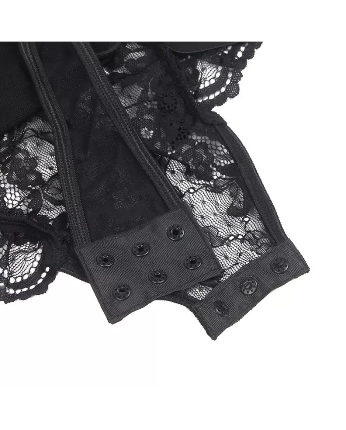 SUBBLIME - TEDDY AVEC JARRETIÈRE AVEC DÉTAIL DENTELLE ET BANDES NOIR L/XL SUBBLIME - TEDDY AVEC JARRETIÈRE AVEC DÉTAIL DENTELLE ET BANDES NOIR L/XL