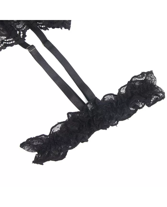 SUBBLIME - TEDDY AVEC JARRETIÈRE AVEC DÉTAIL DENTELLE ET BANDES NOIR L/XL SUBBLIME - TEDDY AVEC JARRETIÈRE AVEC DÉTAIL DENTELLE ET BANDES NOIR L/XL