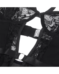 SUBBLIME - TEDDY AVEC JARRETIÈRE AVEC DÉTAIL DENTELLE ET BANDES NOIR L/XL SUBBLIME - TEDDY AVEC JARRETIÈRE AVEC DÉTAIL DENTELLE ET BANDES NOIR L/XL