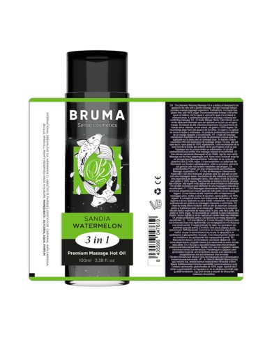 BRUMA - HUILE DE MASSAGE PREMIUM EFFET CHALEUR SAVEUR DE PASTÈQUE 3 EN 1 - 100 ML