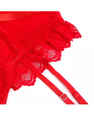 SUBBLIME - TEDDY AVEC JARRETIÈRE AVEC DÉTAIL DENTELLE ET BANDES ROUGE L/XL