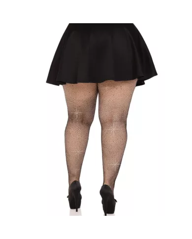 LEG AVENUE - BAS MAILLE CRISTALLISÉE NOIR GRANDE TAILLE