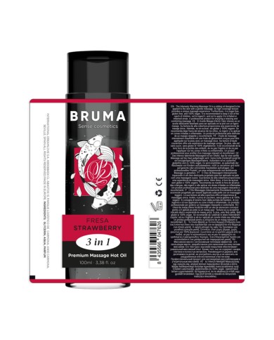 BRUMA - HUILE DE MASSAGE PREMIUM EFFET CHALEUR SAVEUR FRAISE 3 EN 1 - 100 ML