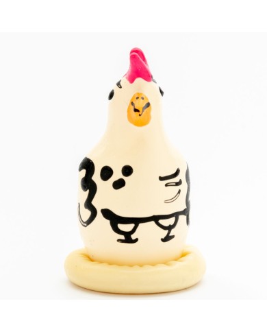 CONDOMERIE - PRÉSERVATIFS FANTAISIE PEINTS À LA MAIN COQ COCKY
