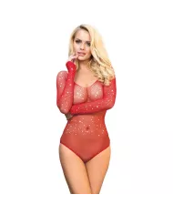 SUBBLIME - 952303 BODY SHINY GRILL AVEC ÉPAULES DÉNUDÉES MANCHES LONGUES ROUGE TAILLE UNIQUE