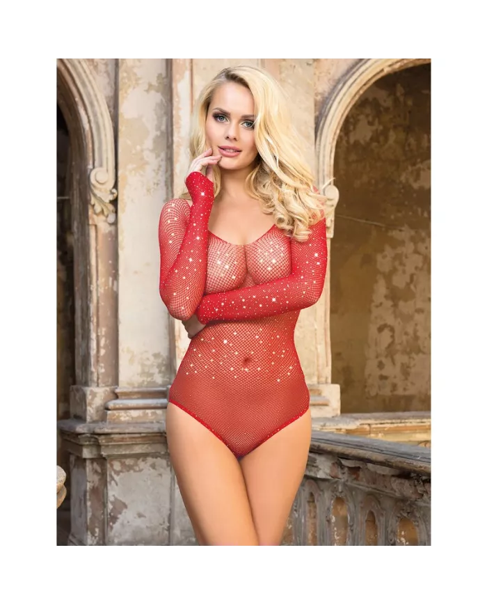 SUBBLIME - 952303 BODY SHINY GRILL AVEC ÉPAULES DÉNUDÉES MANCHES LONGUES ROUGE TAILLE UNIQUE