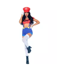 LEG AVENUE - COSTUME SEXY MARIO BROS ROUGE/BLEU S