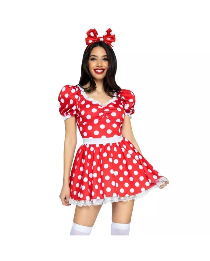 LEG AVENUE - ROBE À POIS + BANDEAU ROUGE/BLANC M