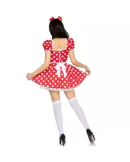 LEG AVENUE - ROBE À POIS + BANDEAU ROUGE/BLANC M