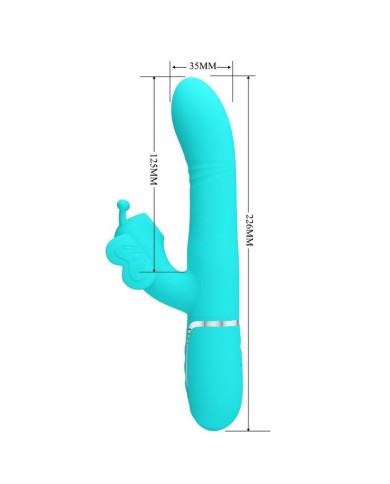 PRETTY LOVE - VIBRATEUR MULTIFONCTION LAPIN 4 EN 1 PAPILLON AQUA VERT