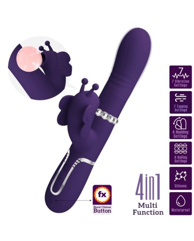 PRETTY LOVE - VIBRATEUR MULTIFONCTION LAPIN 4 EN 1 PAPILLON VIOLET