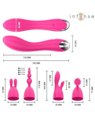 INTENSE - VIBRATEUR CHER AVEC 20 MODES DE MOUVEMENTS ET EMBOUTS INTERCHANGEABLES