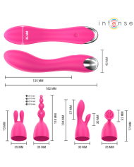 INTENSE - VIBRATEUR CHER AVEC 20 MODES DE MOUVEMENTS ET EMBOUTS INTERCHANGEABLES