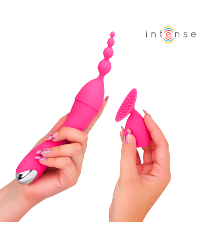 INTENSE - VIBRATEUR CHER AVEC 20 MODES DE MOUVEMENTS ET EMBOUTS INTERCHANGEABLES