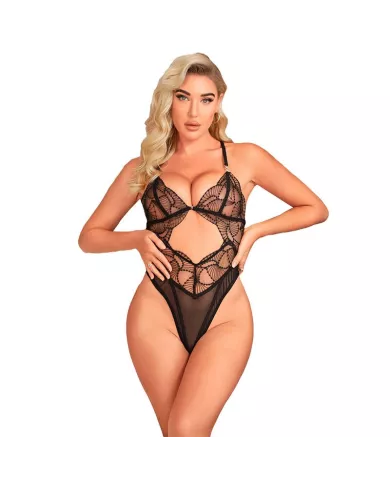 SUBBLIME - 955229 BODY TRANSPARENT AVEC DENTELLE CREUSE NOIR L/XL