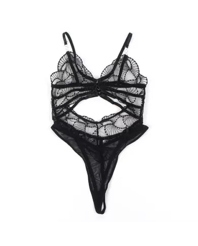 SUBBLIME - 955229 BODY TRANSPARENT AVEC DENTELLE CREUSE NOIR L/XL
