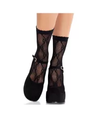LEG AVENUE - CHAUSSETTES NOIRES EN DENTELLE AVEC NŒUD