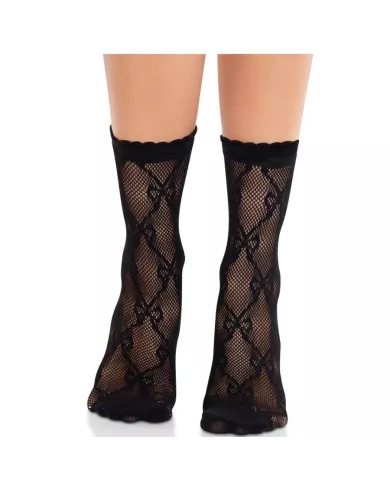 LEG AVENUE - CHAUSSETTES NOIRES EN DENTELLE AVEC NŒUD