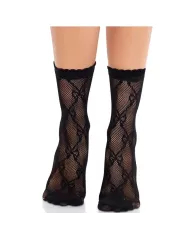 LEG AVENUE - CHAUSSETTES NOIRES EN DENTELLE AVEC NŒUD