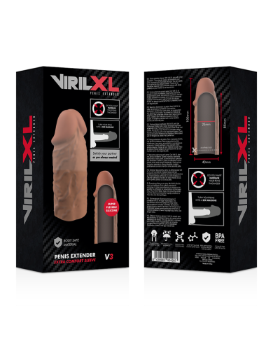 VIRILXL - EXTENSION DE PÉNIS MARRON EN SILICONE LIQUIDE V3
