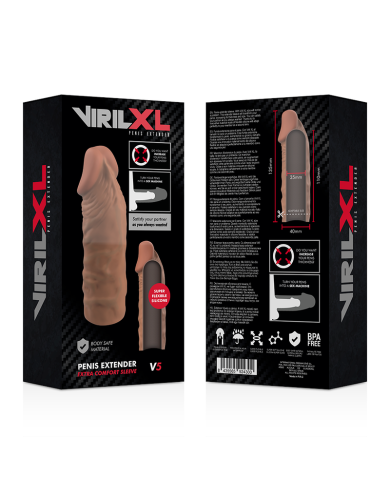 VIRILXL - EXTENSION DE PÉNIS MARRON EN SILICONE LIQUIDE V5