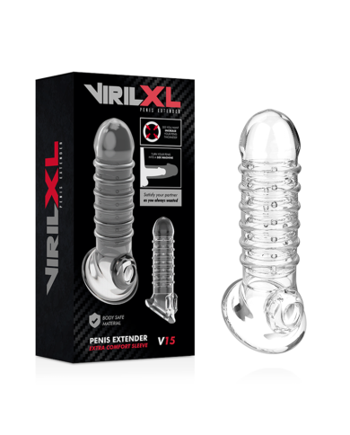 VIRILXL - EXTENSION DE PÉNIS ET GAINE V15 TRANSPARENTE